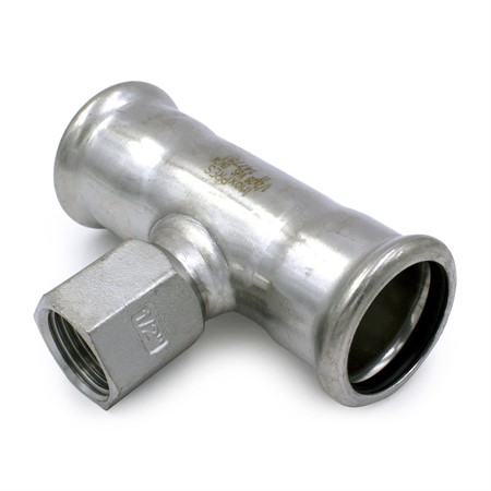 T-rör invändig, med 2 muffar, M-press 316L 15 mm x G15 x 15 mm